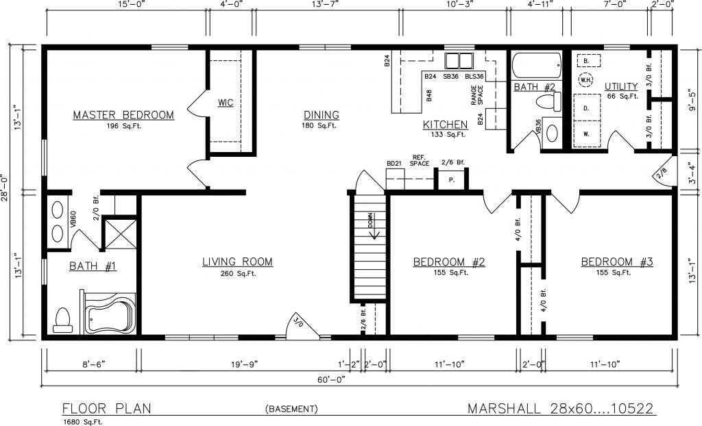 Marshall 60’x28′ 1680 SF 3 Bed 2 Bath – General Housing Corporation