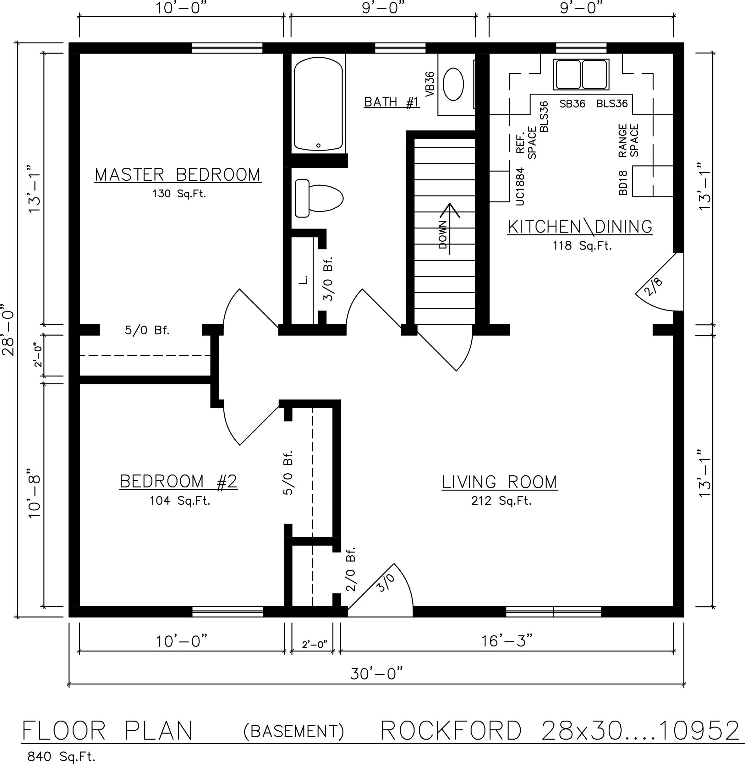 Rockford 30 x28 840 SF 2 Bed 1 Bath General Housing Corporation