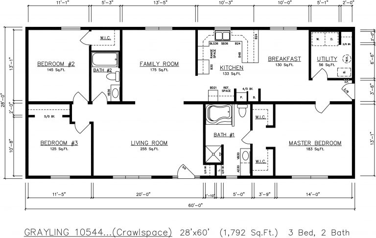 Grayling 60’x28′ 1680 SF 3 Bed 2 Bath – General Housing Corporation