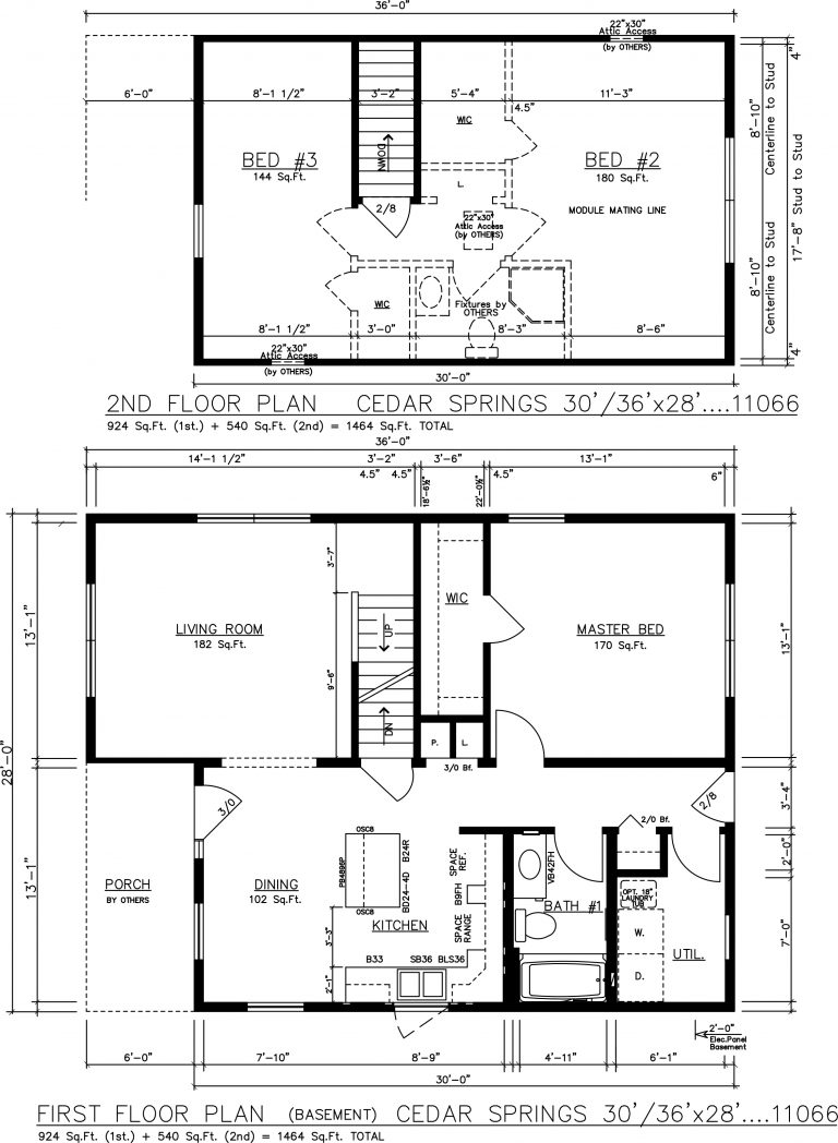 Cedar Springs 30’/36’x28′ 1464 SF 3 Bed 2 Bath General Housing Corporation