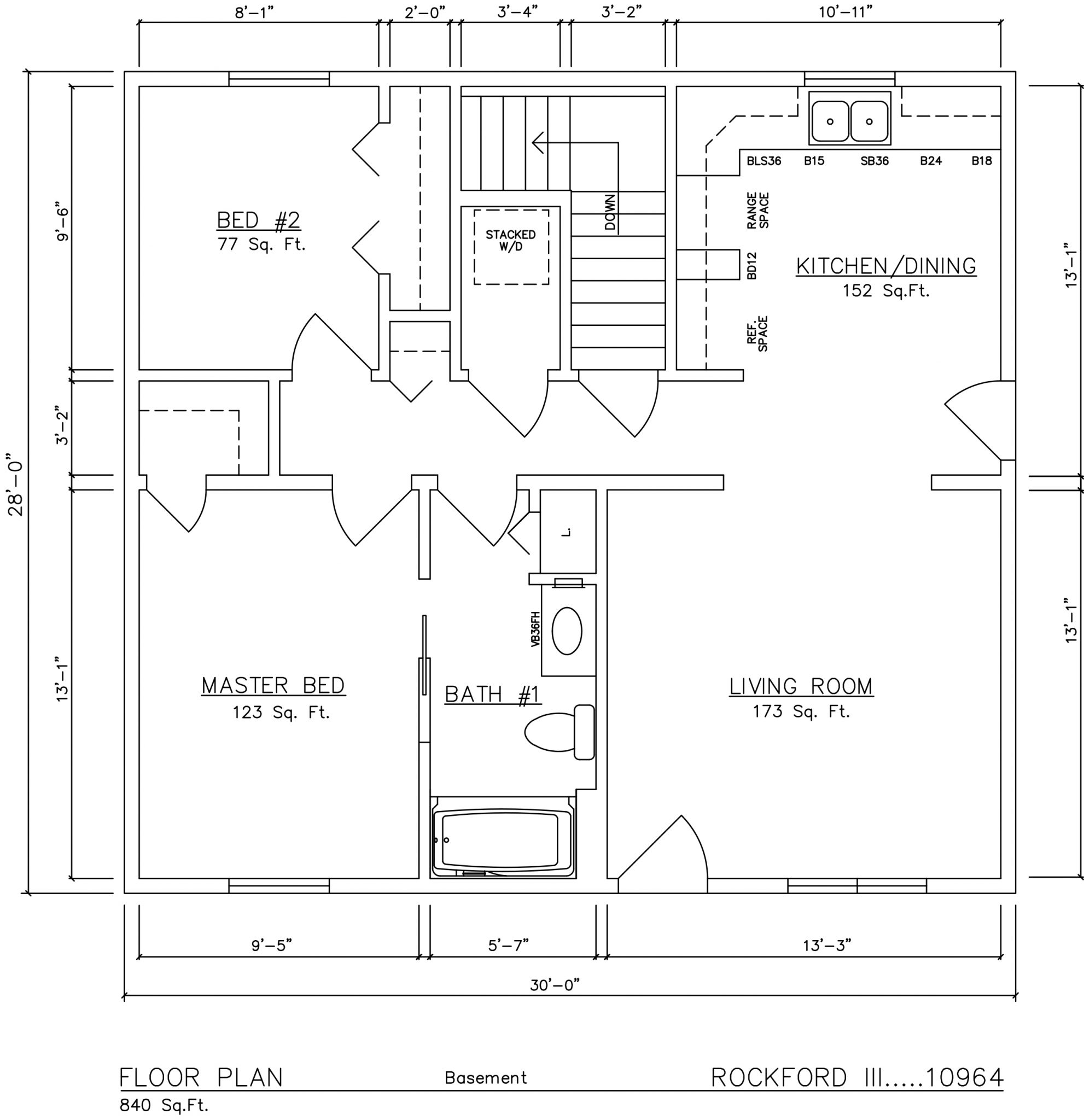 Rockford III 30’x28′ 840 SF 2 Bed 1 Bath – General Housing Corporation