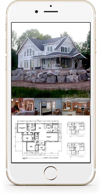A phone showing how you can customize your home on our website